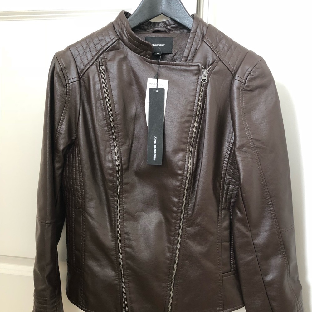 Members Only Brown faux Leather Jacket